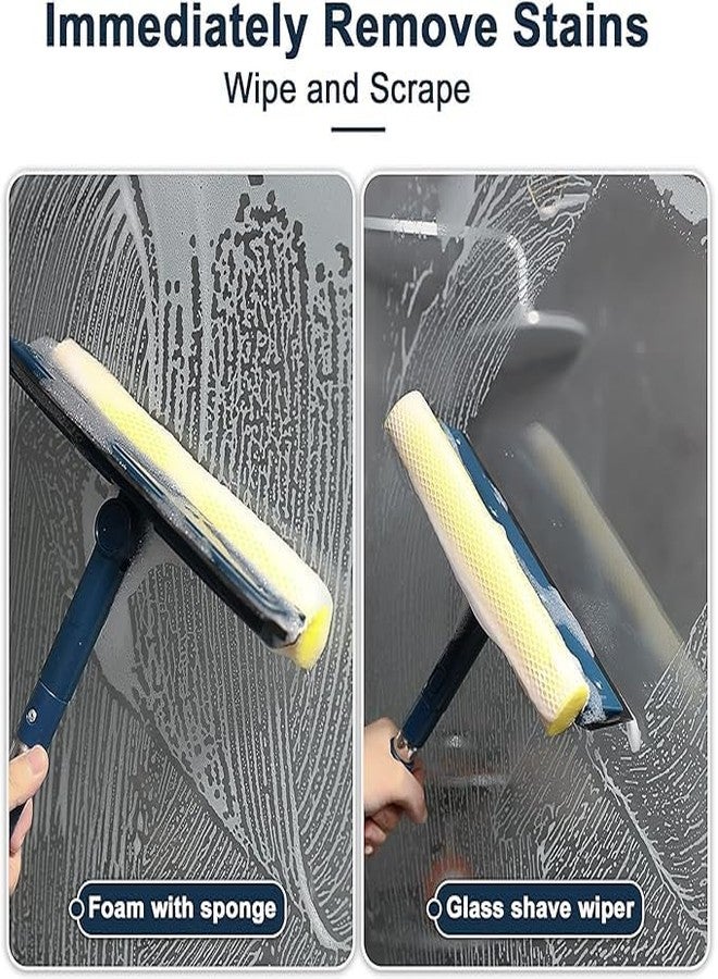 TRADY Multi-Use Window Squeegee with 56" Long Handle, 2 in 1 Window Cleaning Tools with Dual Side Blade Rubber & Scrubber Sponge, Standard Professional Squeegee for Car Windshield and Shower Door - Image 5